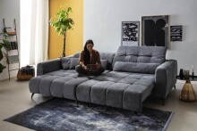 Polstergarnitur >Luddi< Sitz + Kopfteilverstellung, dunkelgrau  - 286x80x203cm (BxHxT)