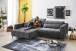 Polstergarnitur >Luddi< Sitz + Kopfteilverstellung, dunkelgrau  - 286x80x203cm (BxHxT)