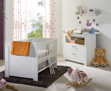 Babybett >Nana< in weiss matt, Holzwerkstoff - 78x82x144cm (BxHxT)