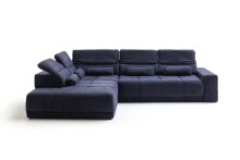 Polstergarnitur >Donaugh< 5 verstellbare Kopfteile, in blau-schwarz - 323x76x231 (BxHxT)