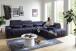 Polstergarnitur >Donaugh< 5 verstellbare Kopfteile, in blau-schwarz - 323x76x231 (BxHxT)