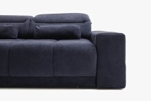 Polstergarnitur >Donaugh< Sitztiefen + Kopfteilverstellungen, blau-schwarz - 323x76x231 (BxHxT)