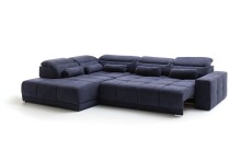 Polstergarnitur >Donaugh< Sitztiefen + Kopfteilverstellungen, blau-schwarz - 323x76x231 (BxHxT)