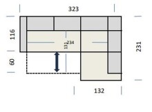 Polstergarnitur >Donaugh< Sitztiefen + Kopfteilverstellungen, blau-schwarz - 323x76x231 (BxHxT)