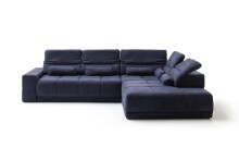 Polstergarnitur >Donaugh< Sitztiefen + Kopfteilverstellungen, blau-schwarz - 323x76x231 (BxHxT)