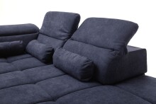 Polstergarnitur >Donaugh< Sitztiefen + Kopfteilverstellungen, blau-schwarz - 323x76x231 (BxHxT)