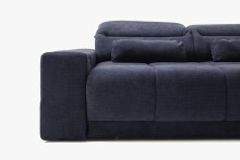Polstergarnitur >Donaugh< Sitztiefen + Kopfteilverstellungen, blau-schwarz - 323x76x231 (BxHxT)