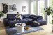 Polstergarnitur >Donaugh< Sitztiefen + Kopfteilverstellungen, blau-schwarz - 323x76x231 (BxHxT)