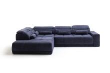 Polstergarnitur >Donaugh< Kopfteilverstellung&Schwenkrücken, blau-schwarz - 323x76x231 (BxHxT)