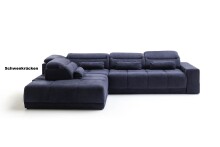 Polstergarnitur >Donaugh< Kopfteilverstellung&Schwenkrücken, blau-schwarz - 323x76x231 (BxHxT)