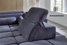 Polstergarnitur >Donaugh<  inkl. aller Funktionen, blau-schwarz - 323x76x231 (BxHxT)