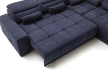Polstergarnitur >Donaugh<  inkl. aller Funktionen, blau-schwarz - 323x76x231 (BxHxT)