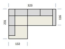 Polstergarnitur >Donaugh< 5 verstellbare Kopfteile, silbergrau - 323x76x231 (BxHxT)