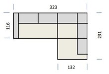 Polstergarnitur >Donaugh<  5 verstellbare Kopfteile, in silbergrau - 323x76x231 (BxHxT)