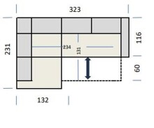 Polstergarnitur >Donaugh< Sitztiefen + Kopfteilverstellungen, silbergrau - 323x76x231 (BxHxT)