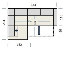 Polstergarnitur >Donaugh< inkl. aller Funktionen, in silbergrau - 323x76x231 (BxHxT)