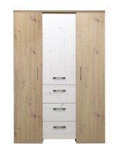 Drehtürenschrank >Micha< in asteiche / artisan weiss - 127x186x54 (BxHxT)