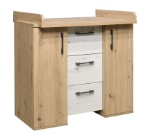 Babymöbel-Set >Micha< (2-teilig) in asteiche / artisan weiß - 127x186x54 (BxHxT)