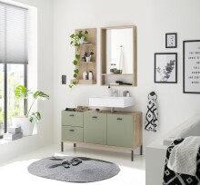 Badspiegel >Coco< in Asteiche Dekor / Spiegel, Holzwerkstoff - 52x85x11 (BxHxT)