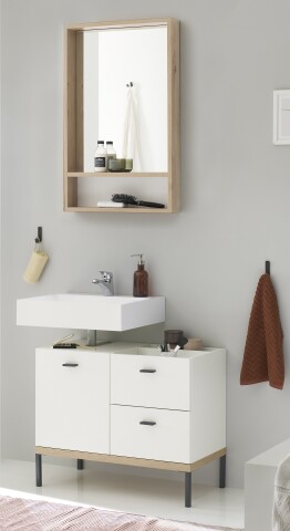 Badezimmer-Set >Coco< (2-teilig) in Asteiche Dekor / weiss - 79x200x38 (BxHxT)