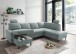 Wohnlandschaft >Pris< U-Form, Funktionen, cord aqua - 153x305x75x200 (LxBxHxT)