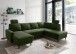 Wohnlandschaft >Pris< U-Form, Funktionen, cord moosgrün - 153x305x75x200 (LxBxHxT)