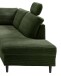 Wohnlandschaft >Pris< U-Form, Funktionen, cord moosgrün - 153x305x75x200 (LxBxHxT)