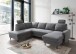 Wohnlandschaft >Pris< U-Form, Funktionen, cord grau - 153x305x75x200 (LxBxHxT)