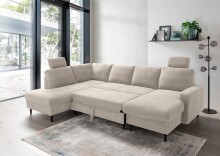 Wohnlandschaft >Pris< U-Form, Funktionen, cord beige - 153x305x75x200 (LxBxHxT)