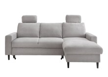 Ecksofa >Pris< Schlaffunktion, Stauraum, grau - 234x88x147 (BxHxT)