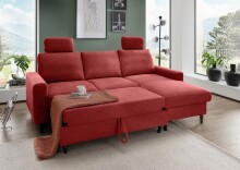 Ecksofa >Pris< Schlaffunktion, Stauraum, rot - 234x88x147 (BxHxT)