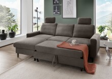 Ecksofa >Pris< Schlaffunktion, Stauraum, anthrazit - 234x88x147 (BxHxT)