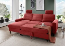 Ecksofa >Pris< Schlaffunktion, Stauraum, rot - 234x88x147 (BxHxT)