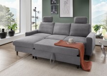 Ecksofa >Pris< Schlaffunktion, Stauraum, dunkelgrau...