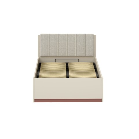 Bettgestell >MILLES < Lift-Lattenrost, Sandfarbig - 125,2x90,7x205,2cm (BxHxT)