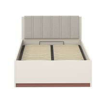 Bettgestell >MILLES < Lift-Lattenrost, Sandfarbig - 125,2x90,7x205,2cm (BxHxT)
