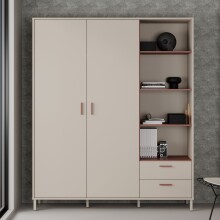 Drehtürenschrank >MILLES < in Sandfarbig / Terrakotta - 168,4x201,6x52,9 (BxHxT)