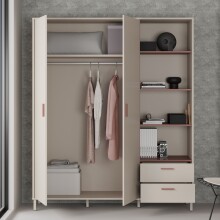 Drehtürenschrank >MILLES < in Sandfarbig / Terrakotta - 168,4x201,6x52,9 (BxHxT)