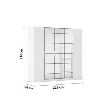 Drehtürenschrank >Acero< in alpinweiß / Spiegel - 226x210x54 (BxHxT)