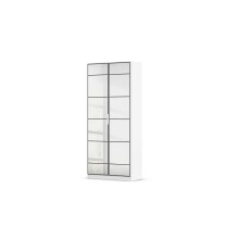 Drehtürenschrank >Acero< in Spiegel / alpinweiß - 91x210x41 (BxHxT)