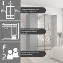 Drehtürenschrank >Acero< in Spiegel / grau metallic - 91x210x41 (BxHxT)