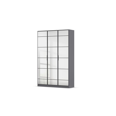Drehtürenschrank >Acero< in Spiegel / grau metallic - 136x210x41 (BxHxT)