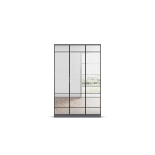 Drehtürenschrank >Acero< in Spiegel / grau metallic - 136x210x41 (BxHxT)
