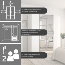 Drehtürenschrank >Acero< in Spiegel / Eiche Artisan - 136x210x41 (BxHxT)