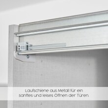 Schwebetürenschrank >Mosbach< grau metallic / Eiche Artisan - 181x210x62 (BxHxT)