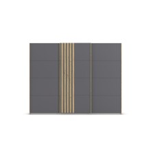 Schwebetürenschrank >Mosbach< in grau metallic / Eiche Artisan - 271x210x62 (BxHxT)