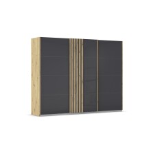 Schwebetürenschrank >Mosbach< in Glas basalt /...