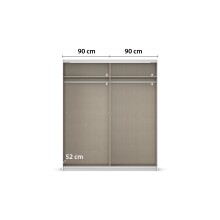 Schwebetürenschrank >Mosbach< in alpinweiß / Eiche Artisan - 181x210x62 (BxHxT)