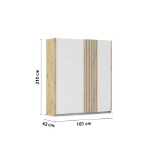 Schwebetürenschrank >Mosbach< in alpinweiß / Eiche Artisan - 181x210x62 (BxHxT)