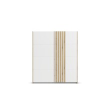 Schwebetürenschrank >Mosbach< in alpinweiß / Eiche Artisan - 181x210x62 (BxHxT)